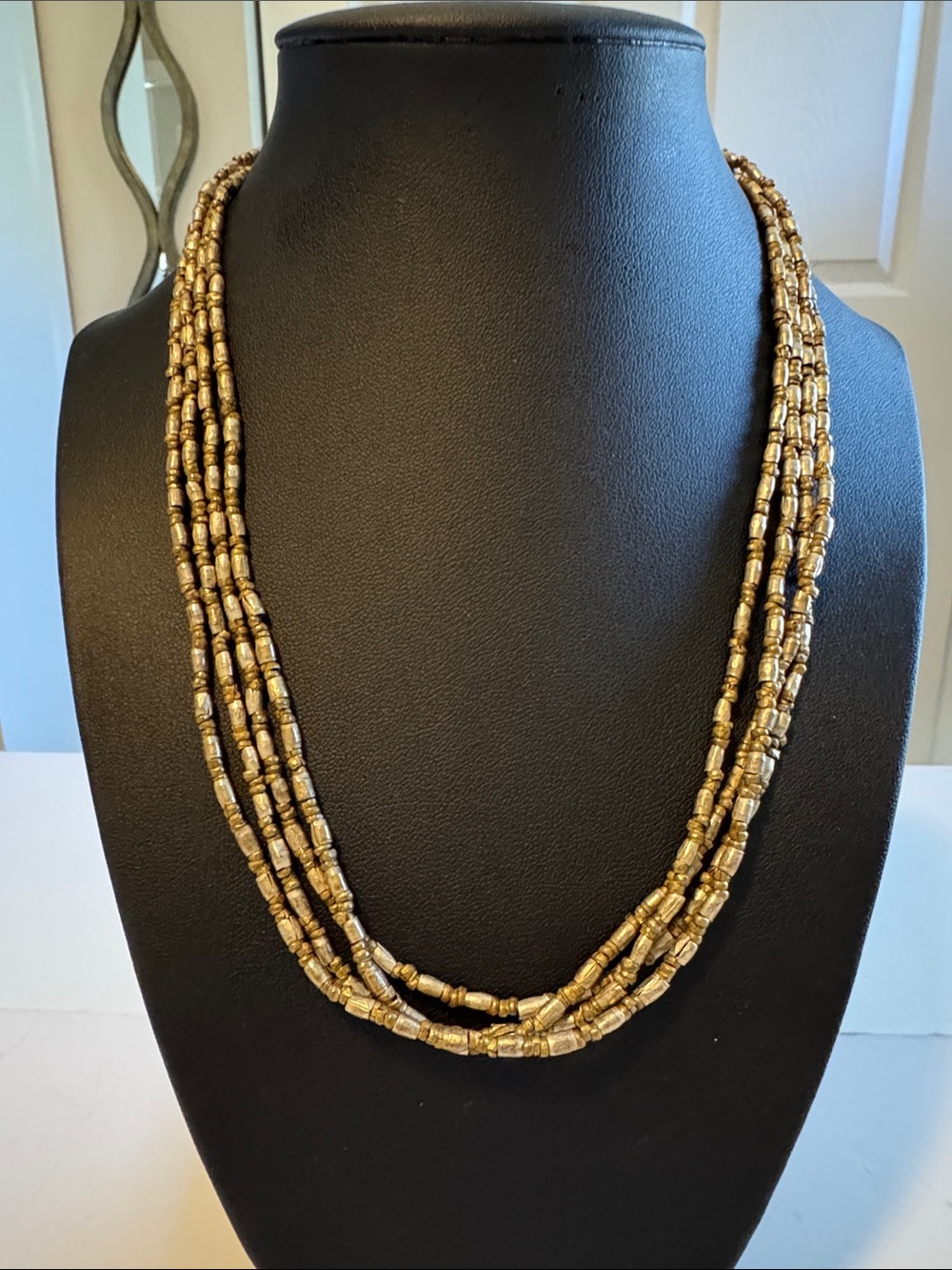 Gold Multi-Strand Beaded Necklace - Elegant Women's Jewelry 38”